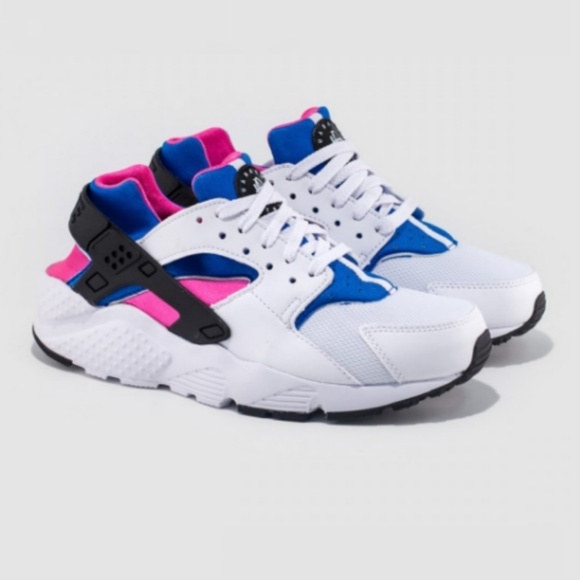 nike huarache white pink blue